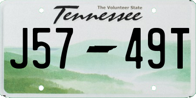 TN license plate J5749T