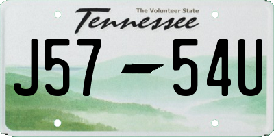 TN license plate J5754U