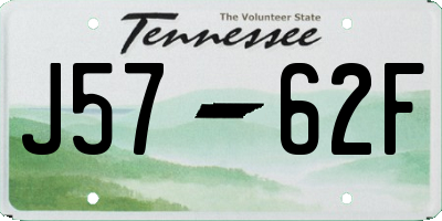 TN license plate J5762F