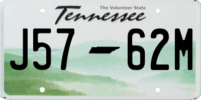 TN license plate J5762M