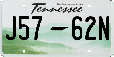 TN license plate J5762N