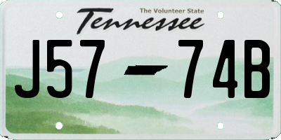 TN license plate J5774B