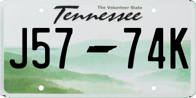 TN license plate J5774K