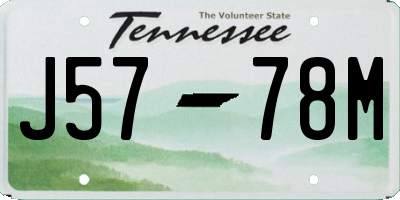 TN license plate J5778M