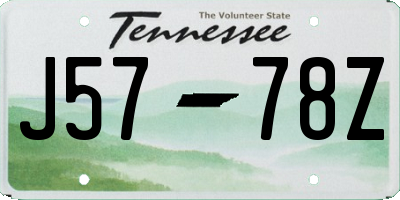 TN license plate J5778Z
