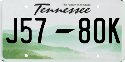 TN license plate J5780K