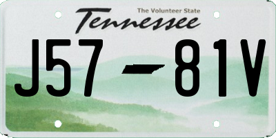 TN license plate J5781V