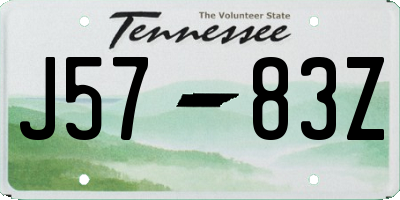 TN license plate J5783Z