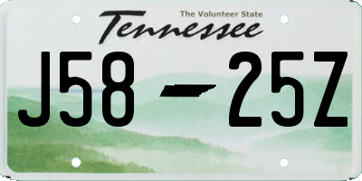 TN license plate J5825Z