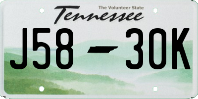 TN license plate J5830K