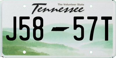 TN license plate J5857T