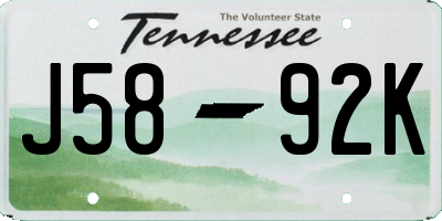 TN license plate J5892K