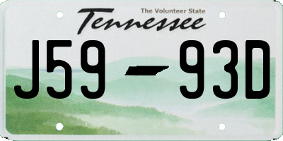 TN license plate J5993D