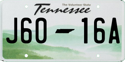 TN license plate J6016A