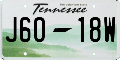 TN license plate J6018W