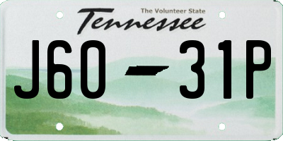 TN license plate J6031P