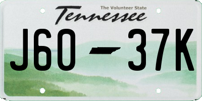 TN license plate J6037K