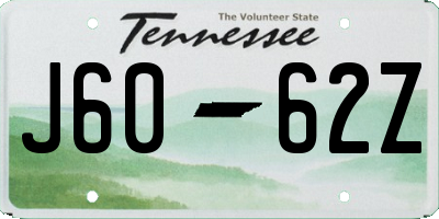 TN license plate J6062Z