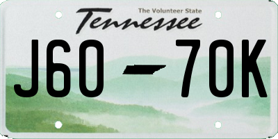 TN license plate J6070K