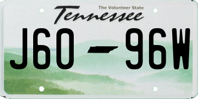 TN license plate J6096W