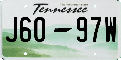 TN license plate J6097W