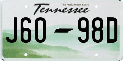 TN license plate J6098D
