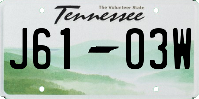 TN license plate J6103W