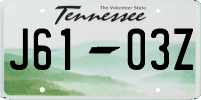 TN license plate J6103Z