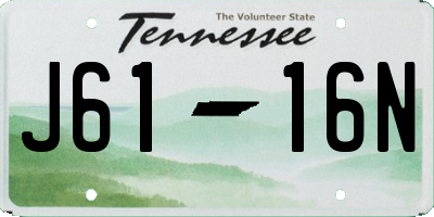 TN license plate J6116N