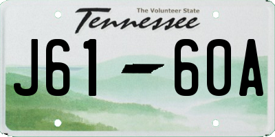 TN license plate J6160A