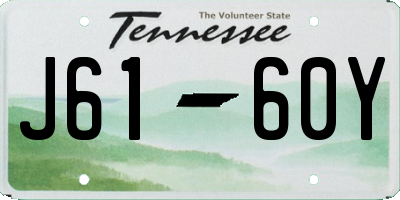 TN license plate J6160Y