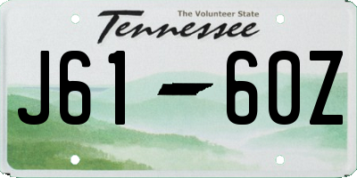 TN license plate J6160Z