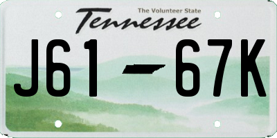 TN license plate J6167K