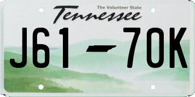 TN license plate J6170K