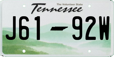 TN license plate J6192W