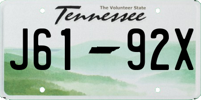 TN license plate J6192X
