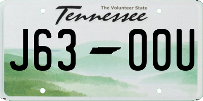 TN license plate J6300U