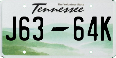 TN license plate J6364K