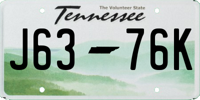 TN license plate J6376K