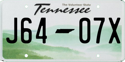 TN license plate J6407X