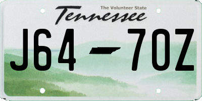 TN license plate J6470Z