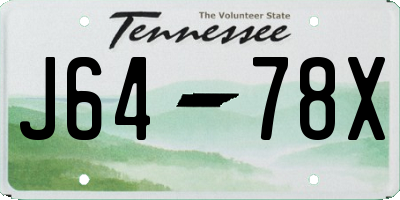 TN license plate J6478X