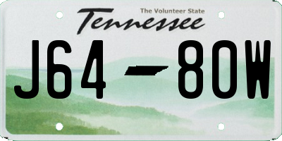 TN license plate J6480W