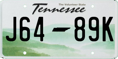 TN license plate J6489K