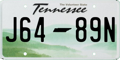 TN license plate J6489N
