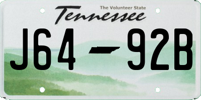 TN license plate J6492B