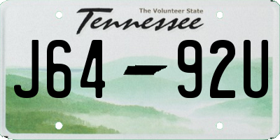 TN license plate J6492U