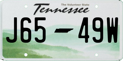 TN license plate J6549W