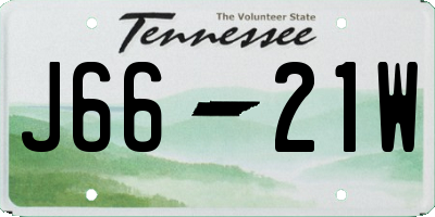 TN license plate J6621W