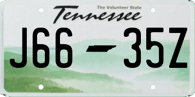 TN license plate J6635Z